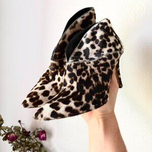 Boden Made in Spain Designer Cheetah Print Heels Ankle Booties 7.5